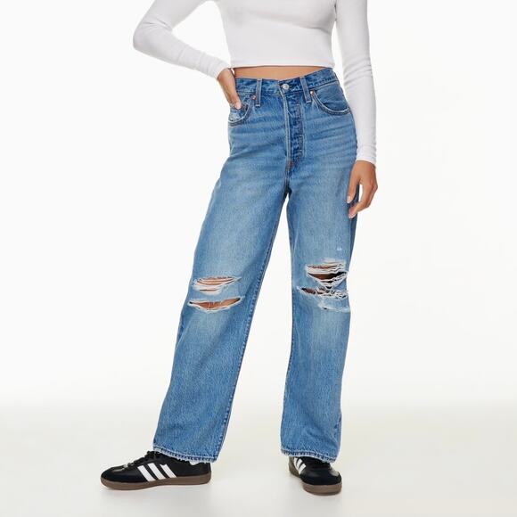 LEVI'S Ribcage Straight Ankle Distressed Jeans 29 - Picture 1 of 13